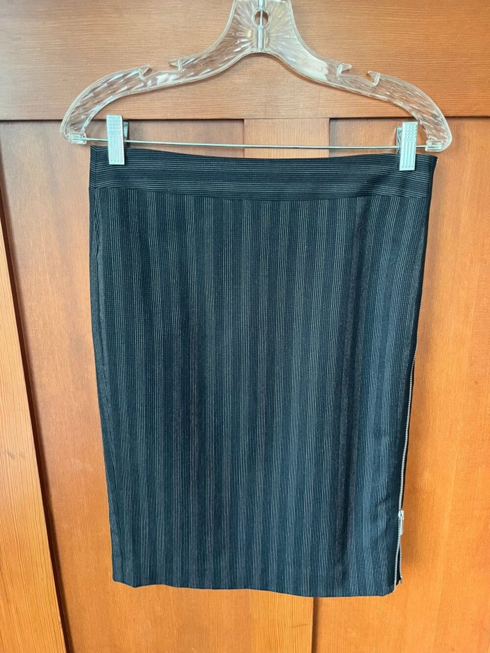 ARMANI EXCHANGE Pinstripe Pencil Skirt Y2K Office 90s, Black; Size 4